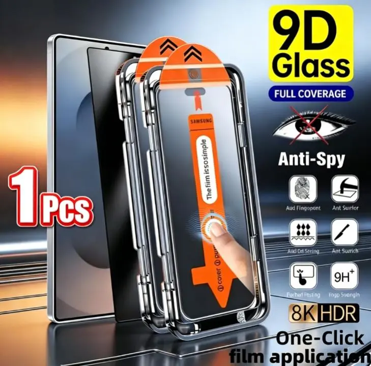 Full Coverage Privacy Tempered Glass Screen Protector for Samsung S25 Smartphone, 9H+ Tempered Glass Handheld Cellphone Accessory, Shockproof Scratch & Impact Protection, Ultra-Private Design, 1-Click Easy Installation, HD Clarity