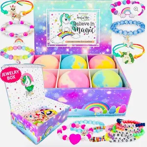 Bath Bombs for Kids with Surprise Inside, Unicorn Bath Bombs for Girls with Jewelry & Jewelry Box for Kids - Organic, Skin Moisturizing, Natural Bubble Bath, Birthday Gifts for Girls