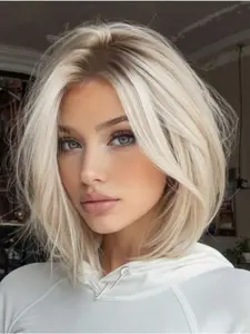 12-Inch Short Straight Wig, Synthetic Hair, Heat-Resistant Fiber Full Headpiece, Natural Look, Versatile Daily Wear, Elegant Design for Women, Straight Bob Wigs