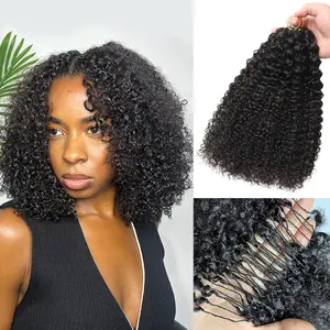 New 2026 Ramiss Mircale Knots Kinky Curly Crochet Human Hair Pre-Separated 50g / Bundle Time-Saving, 40 Strands, Hot Boho Braids Knotless Feather Crocher Human Hair 4 to 5 Bundles Recommended for a Full Head