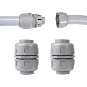(2Pcs) NPT 1-1/4 inch Liquid-Tight Connector,PVC Flexible Conduit Double-Ended Connector,Straight 180 ,Two-Way Conduit Connector,Electrical Conduit Fittings