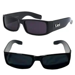 OG LOCS Slim Oval Fit Wrap Around Style Side Logo Trendy Super Dark Sunglasses