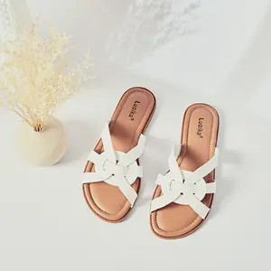 Women's Wide Width Flat Slides Sandals, Slip on Slide Sandal Casual Comfortable Summer Beach Shoes for Women. Rubber Footwear