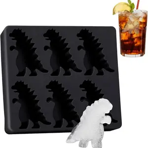 Dinosaur Shaped Ice Cube Mold, 1 Box 6-grid Silicone Ice Cube Maker with Tray, Ice Tray for Freezer, Kitchen Accessories, Bar Utensils, Home Bar Accessories, Ice Molds, Ice Cubes Maker