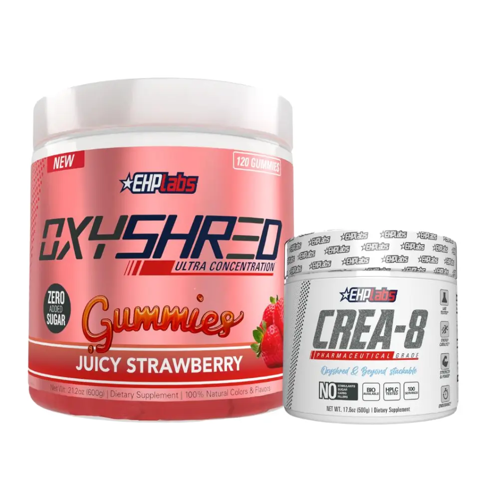 OxyShred Gummies + CREA-8 Bundle | Energy Chews + Creatine Monohydrate | Energy, Focus & Power Output Support | On-The-Go Strength Combo