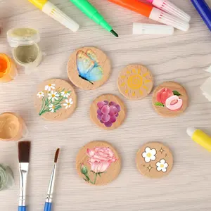 150 Piece Wooden Panels, 25mm and 30mm Beech Round Wooden Panels, Wooden Panels for DIY Craft Painting, Wedding, Christmas Decoration