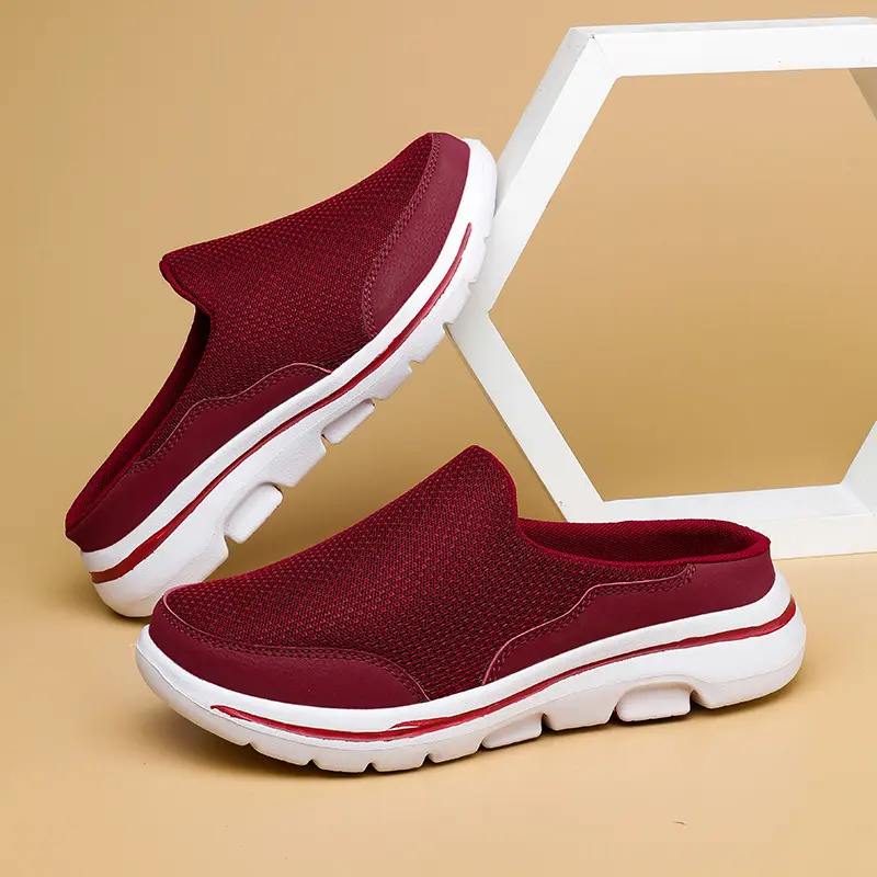 Unisex Backless Slip On Walking Mules Shoes, Breathable Mesh Closed Toe Slide Sneakers, Cushioned Arch Support Platform Clogs for Men Women Casual Daily Outdoor Walking Footwear