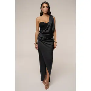 Black Draped Radiance Maxi Dress