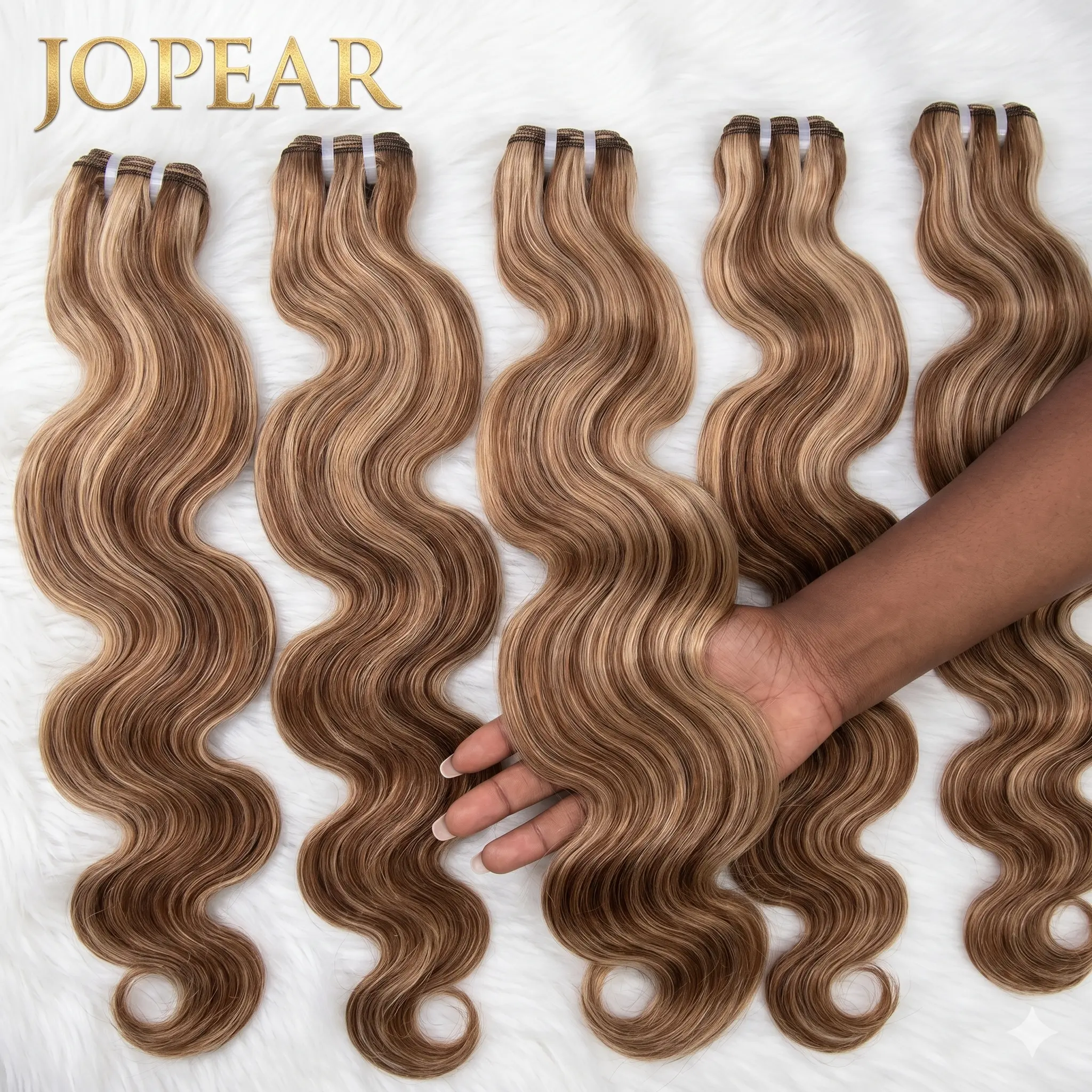 【JOPEAR】14A 30 32 Inch Highlight Body Wave Bundle Human Hair P4/27 Honey Brown Brazilian Hair Bundles 1 3 4 Remy Hair Bundles #Summer