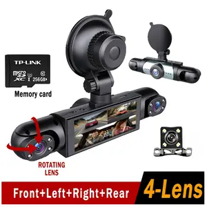 4-Channel  Dash Cam,(Not wireless) 1080P Full HD Front+720P Rear Left Right Coverage, Requires charging to use,Super Night Vision, G-Sensor, With Free 256GB Memory Card, #Summervibes