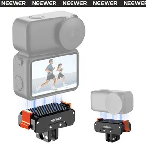 NEEWER AC056 Magnetic Quick Release Mount Adapter Compatible with DJI Osmo Nano, Dual Direction Magnet Metal Action Camera Base Holder, 2 Prong Folding Finger & 1/4" Thread for Vlog Video Recording
