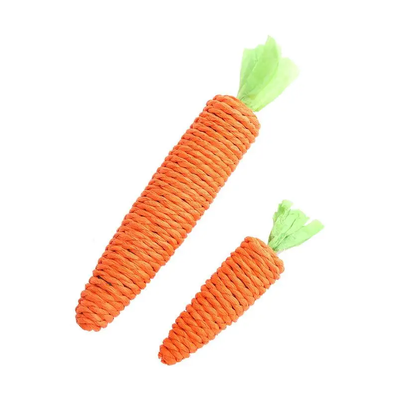 Carrot Shaped Paper Rope Braided Pet Chew Toy with Bell, Jingling Carrot Cat Teaser Toy, Cat Teether and Scratcher Toy, Pet Supplies, Chew Toy