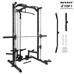 RitFit PSR05 Multifunctional Smith Machine with 13 Accessories Included smith  machine squat machine power rack Home Gym System Home Gym Station Strength Training Equipment(Black/Pink), Home Exercise Machine, Lat Pulldown System,summerwins