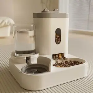 Automatic Pet Feeder Water Dispenser, Dual Bowl Design, Large Capacity, Anti-Tip Base, Quiet Operation, Suitable for Cats and Dogs