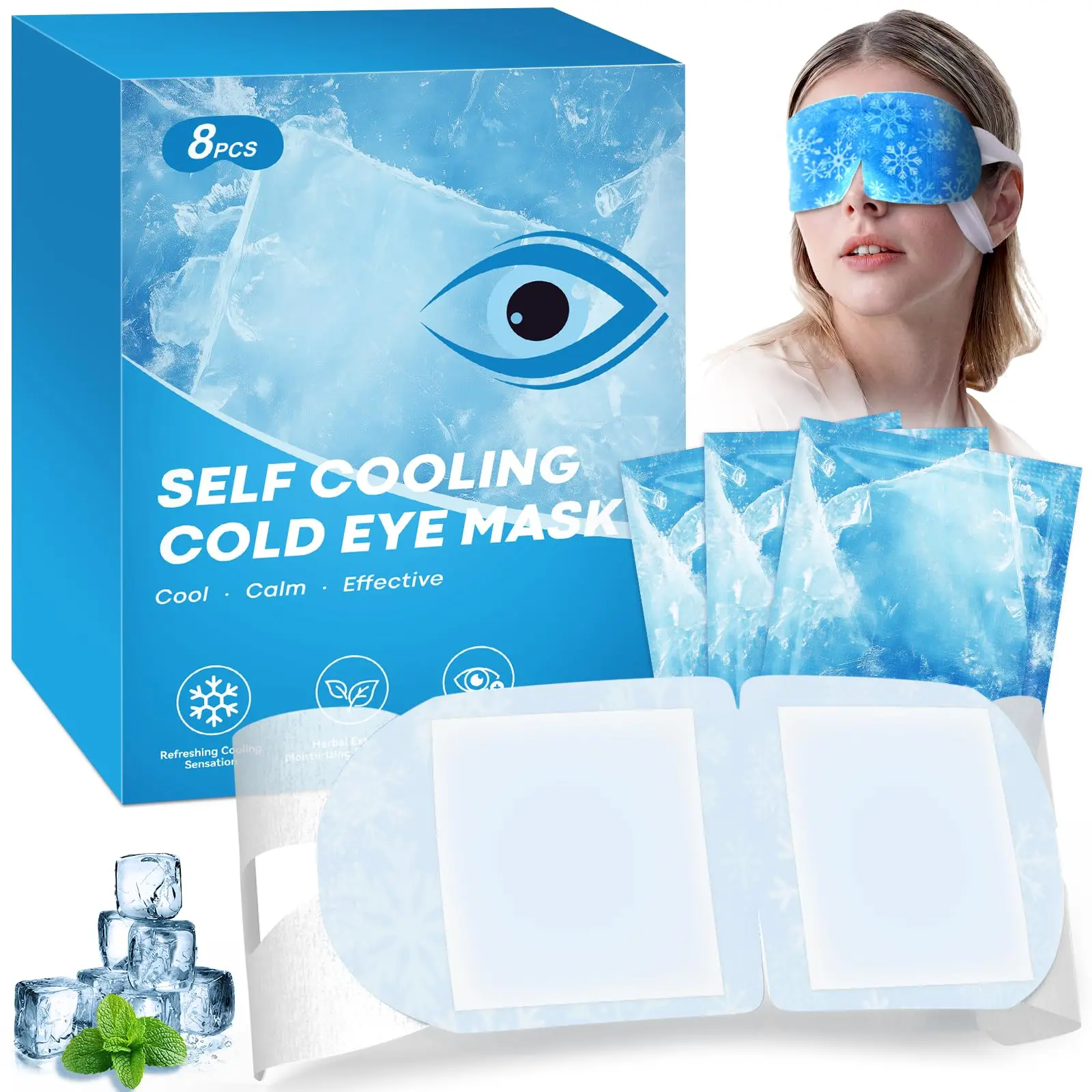 Cooling Gel Eye Mask, Cold Compress for Puffy Eyes and Migraine Relief, Individually Wrapped Single Item for Adults, Multi-Pack