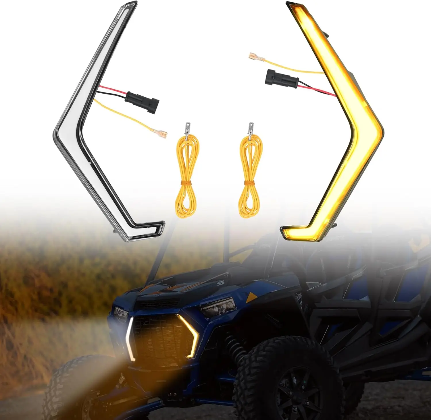 Nilight LED Fang Turn Signal Lights - Street Legal Front Signature Accent LED Car Ambient Lights with Blinker, Automotive Lighting Accessories for Polaris RZR XP 1000 Turbo (2019-2023), Led Car Ambient Light