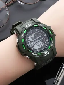 Fashion Men's Digital Watch, Student Sports Electronic Watch, Date, Alarm, Time, Day, Night Light, Clasp Strap, Gift Idea, Multifunctional Digital Watch