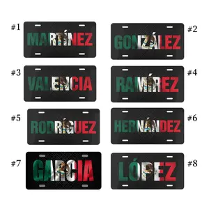 Mexican Heritage Name License Plate Collection, Hispanic Pride Aluminum Vanity Tags for US Vehicles, Latino Family Custom Decor