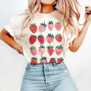 Comfort Colors - Cute Strawberry Tshirt Summer Strawberry Shirt, Cottagecore Berries Tshirt, Strawberry Aesthetic, Botanical Garden