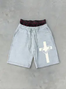 Viral Graphic Plaid Waist Oversized Shorts | TikTok Shop Black Friday Deal, Fall Fashion Streetwear Bottoms, Layered Waist Design, Edgy Casual Outfit Essential, Versatile Daily Wear, Fall Viral Bestseller