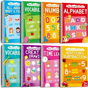 8 count Magic Grooved Writing Practice Books Disappearing Ink Pens  Groove Workbooks Tracing Handwriting Practice Without Tears for    Supplies,10.2 x 7.3inch