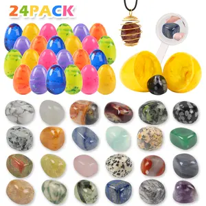 24 Pack Gem Filled Prefilled Easter Eggs, Gemstones Party Favors, Easter Basket Stuffers, Easter Classroom Exchange Gift