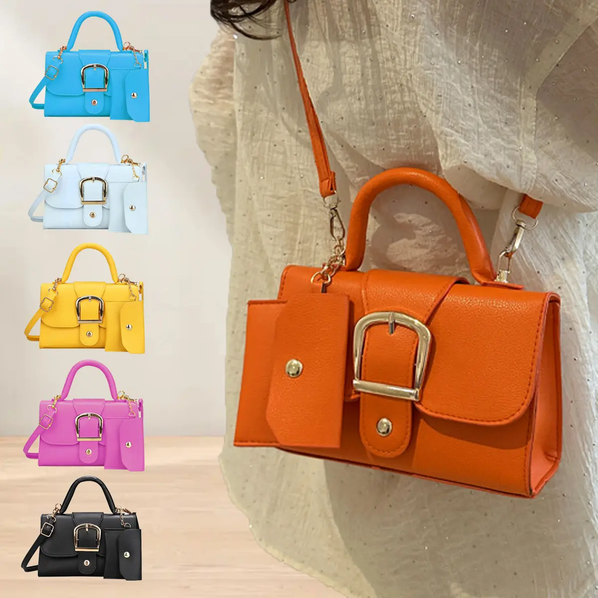 Women's Fashion Solid Color PU Leather Crossbody Bag - Top Handle Flap Handbag, Everyday Bag for Daily & Commuter Use, Fashion Crossbody Bag