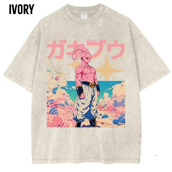 Kid Buu Graphic T-Shirt, Dragon Ball Shirt, Vintage Anime shirt,Crew Neck Casual Cotton,Trending, Unisex Anime Tee, Gift For Menswear Womenswear Streetwear Top