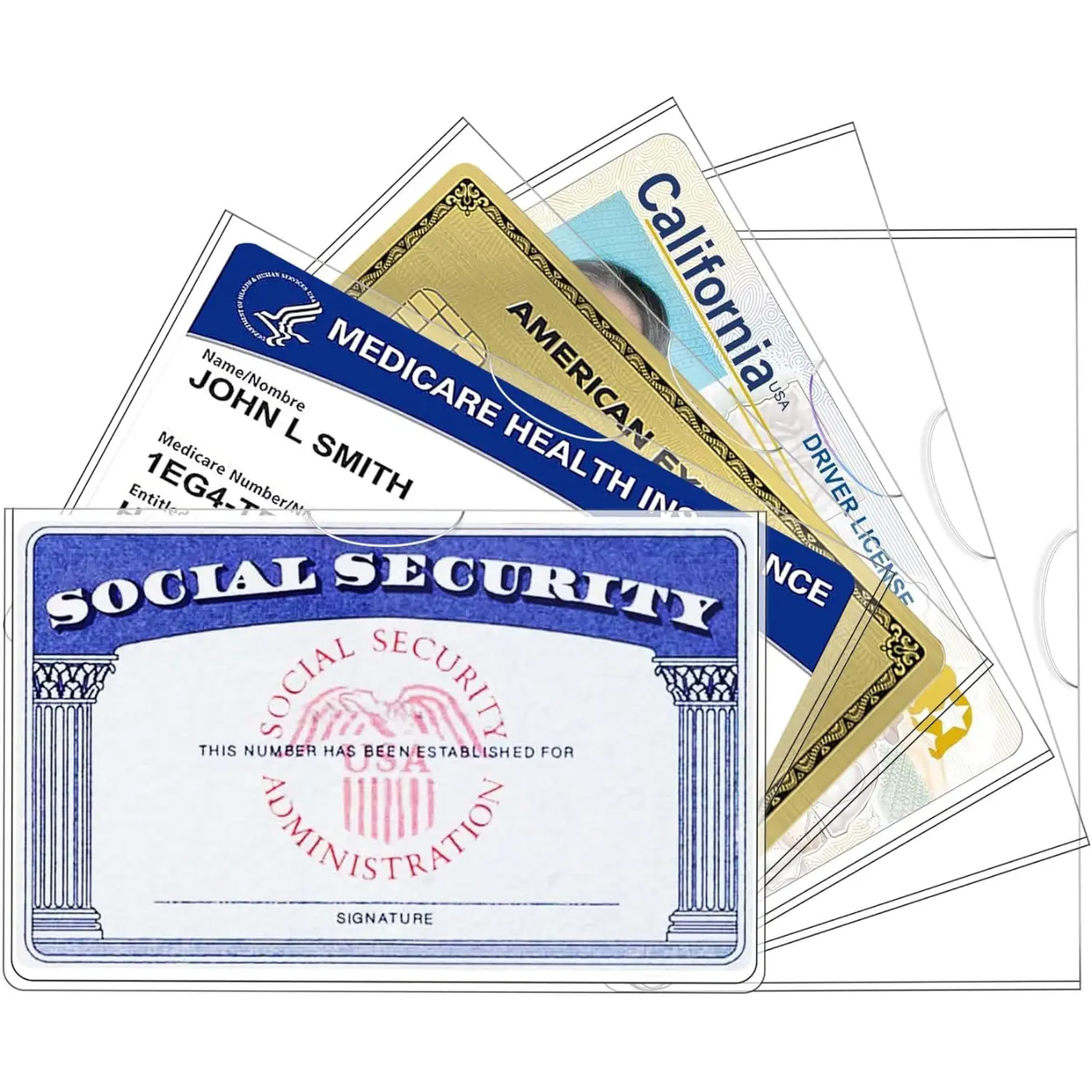 [USA Stock] - 6 Pack Social Security Card Holder，Social Security Card Protector Sleeve，New Medicare Card Protector Sleeve/Credit Card Holder, SSN Card Protector/Credit Card Cover