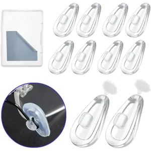 Eyeglass Nose Pads with Push-in, 5 Pairs Soft  Air Chamber Glasses Nose Pad Replacement Kit, Anti Slip Nose /Nose Pads for Glasses Eyeglasses Sunglasses Glasses Cleaning Cloth