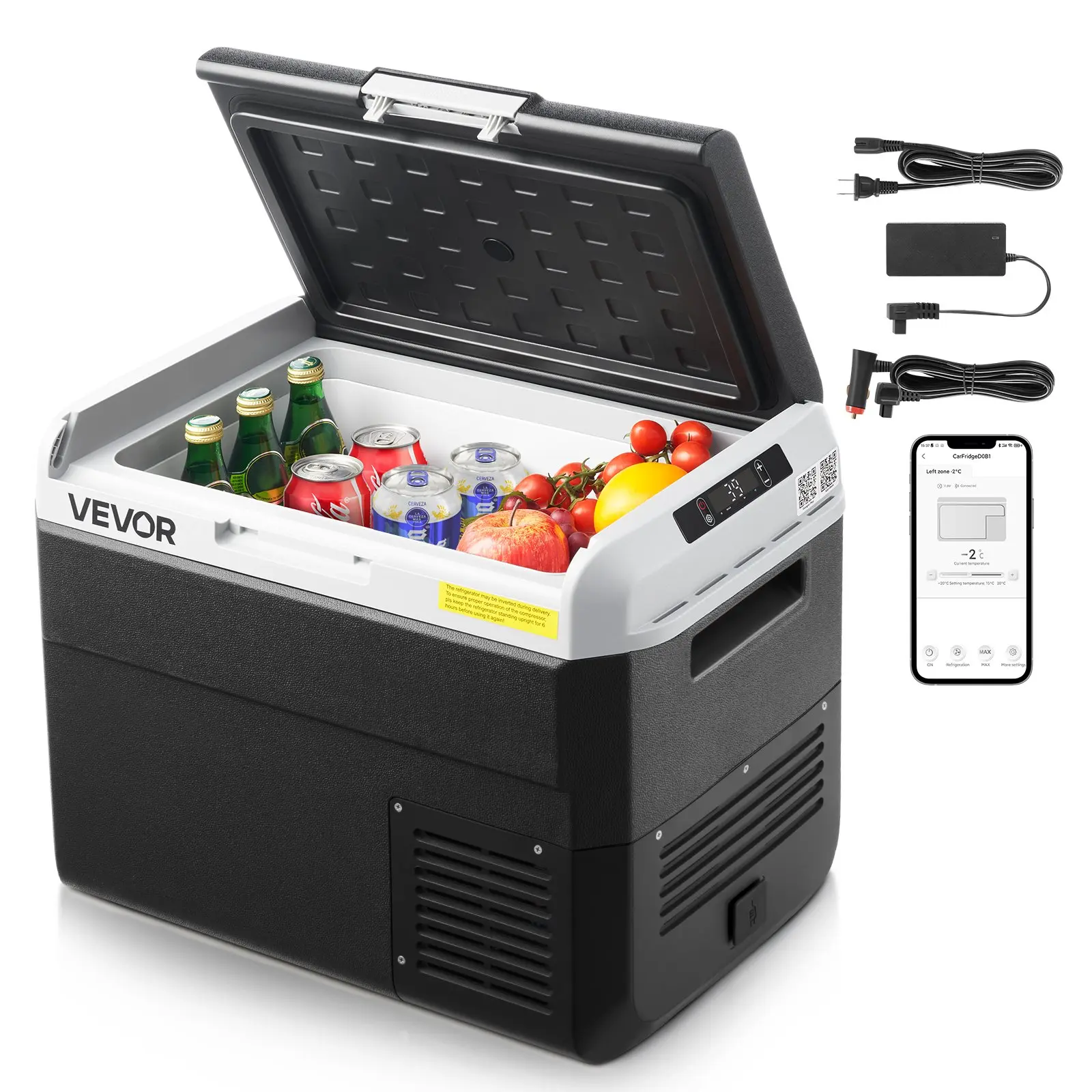 【Summerfinds】VEVOR 12 Volt Car Refrigerator, 31.7QT/30L Car Fridge, Portable Electric Cooler with -4 ℉ ~68 ℉   Adjustable Temperature, 12/24V DC and 100- 240V AC Compressor Freezer for Outdoor, Camping, Travel, RV