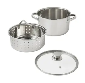 Stainless Steel 4-Quart Steamer Pot with Glass Lid Cookware