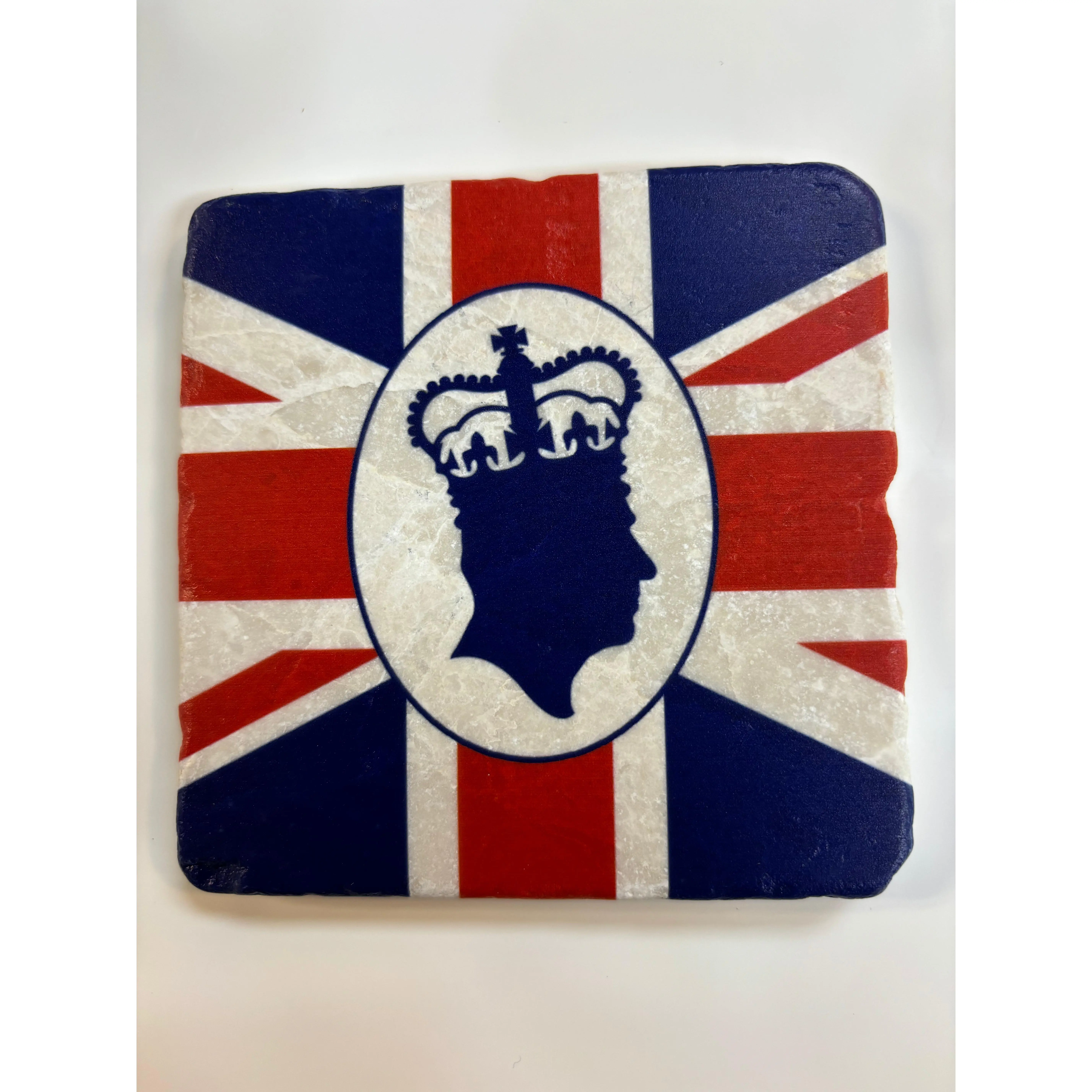 Tumbled Marble Silhouette King Charles Crown Coaster