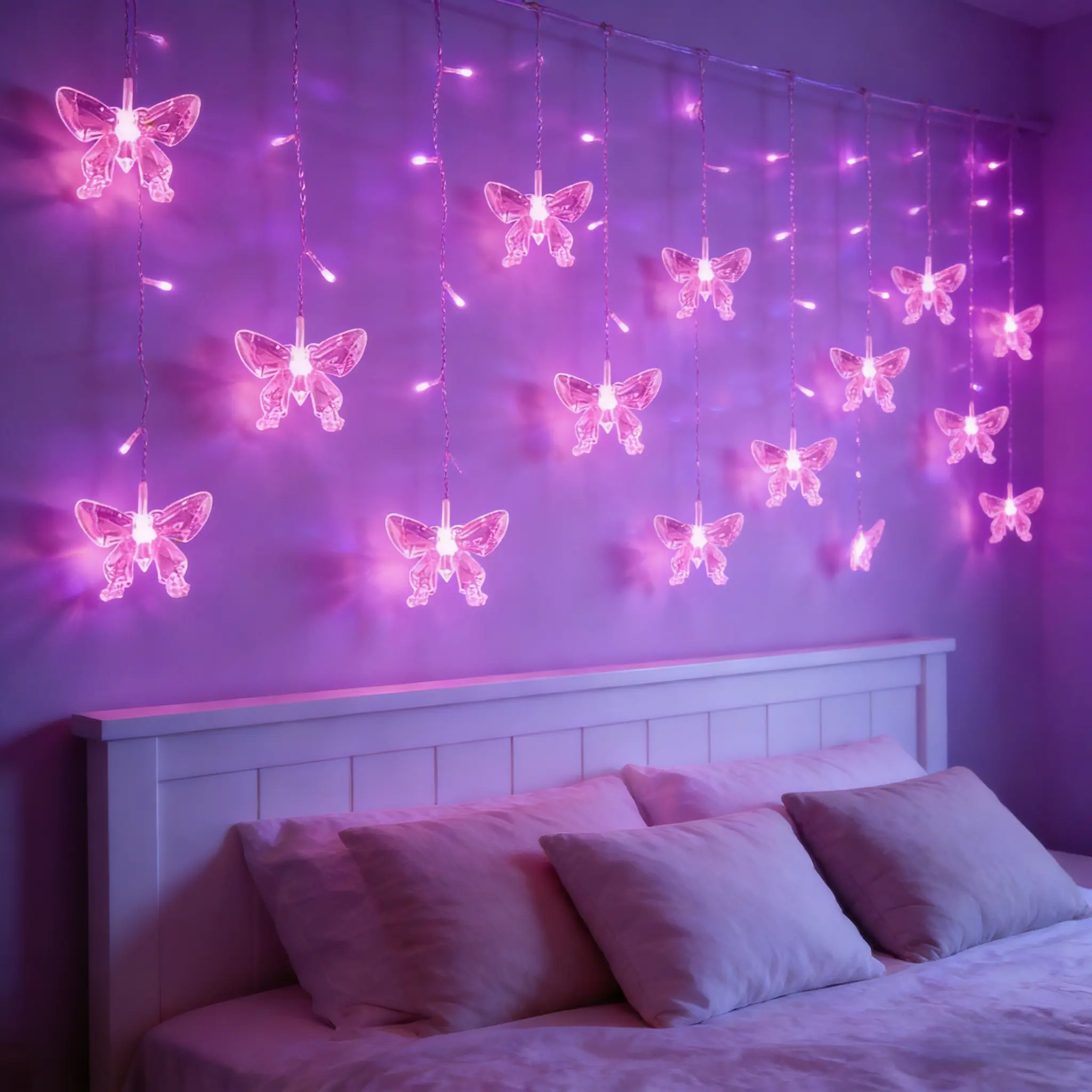 LED Butterfly Curtain Light String, Valentine's Day Atmosphere Lights, Remote Control, 8 Modes, Bedroom, Wedding, Patio Decor, Led Rope Lights, LED Decoration