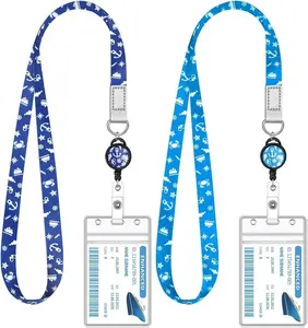 2 Pieces Cruise Lanyard for Ship Cards Lanyards with Retractable Badge Reel Waterproof ID Badge Holder 2025 Cruise Essentials Accessories