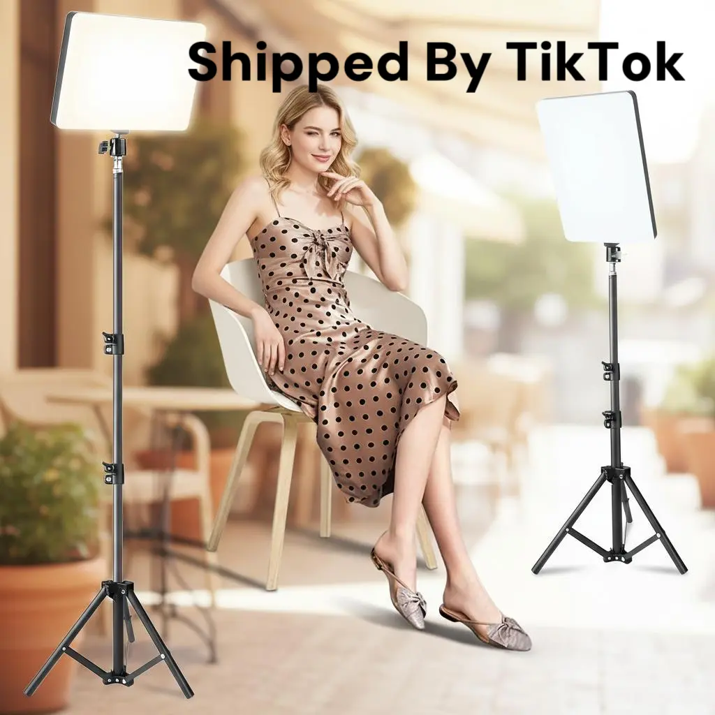 2-Pack Metal LED Studio Video Lighting Kit with Adjustable Tripod Stand, Dimmable Photographic Fill Light with Brightness Control for Content Creators, Video Recording