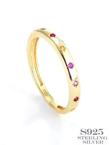 S925 Sterling Silver Rainbow Sparkle Ring, Colorful Zircon Gradient Design, Optical Facet Cut Technology, Perfect Gift for Women