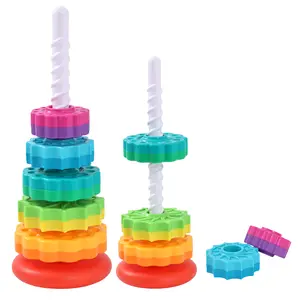 Spinning Stacking Toy for Toddlers 3-5, Montessori Rainbow Rotating Tower, Screen-Free Sensory Toy for Autism & ADHD, Fine Motor Skills Development, Calming Toddler Activities, Birthday Gift for Kids