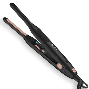 K&K Mini Flat Iron for Short Hair 3/10 inch Small Hair Straightener for Pixie & Beard creamic Flat Iron for Women Dual Voltage, Auto Shut Off Small flat iron