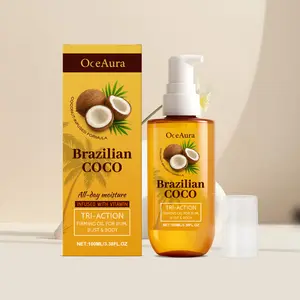 Coconut Oil Infused Body Moisturizing Oil 100ML, Hydrating Skin Care, Firming Oil, Mineral Oil & Coconut Oil Blend, Tightening Effect for Butt, Chest, and Body