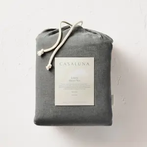Queen 100% Linen Sheet Set Dark Gray - Casaluna