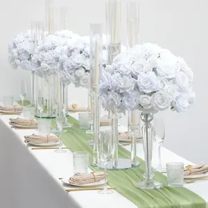 2pcs/set 40cm Rose Hydrangea Table Centerpiece Floral Ball Wedding Decor Props  A8112