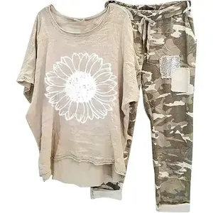 Womens Plus Size 2 Piece Travel Outfits 2025 Loose Cotton Linen Lounge Sets Summer Casual Jogger Sets Pants Suit