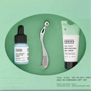 Versed Calm & Holiday Cheer Skin Set of 3 - Calming Nourishing Soothing Serum Skincare Comfort Moisturizing Facial Hydrate- Great Gift for teens