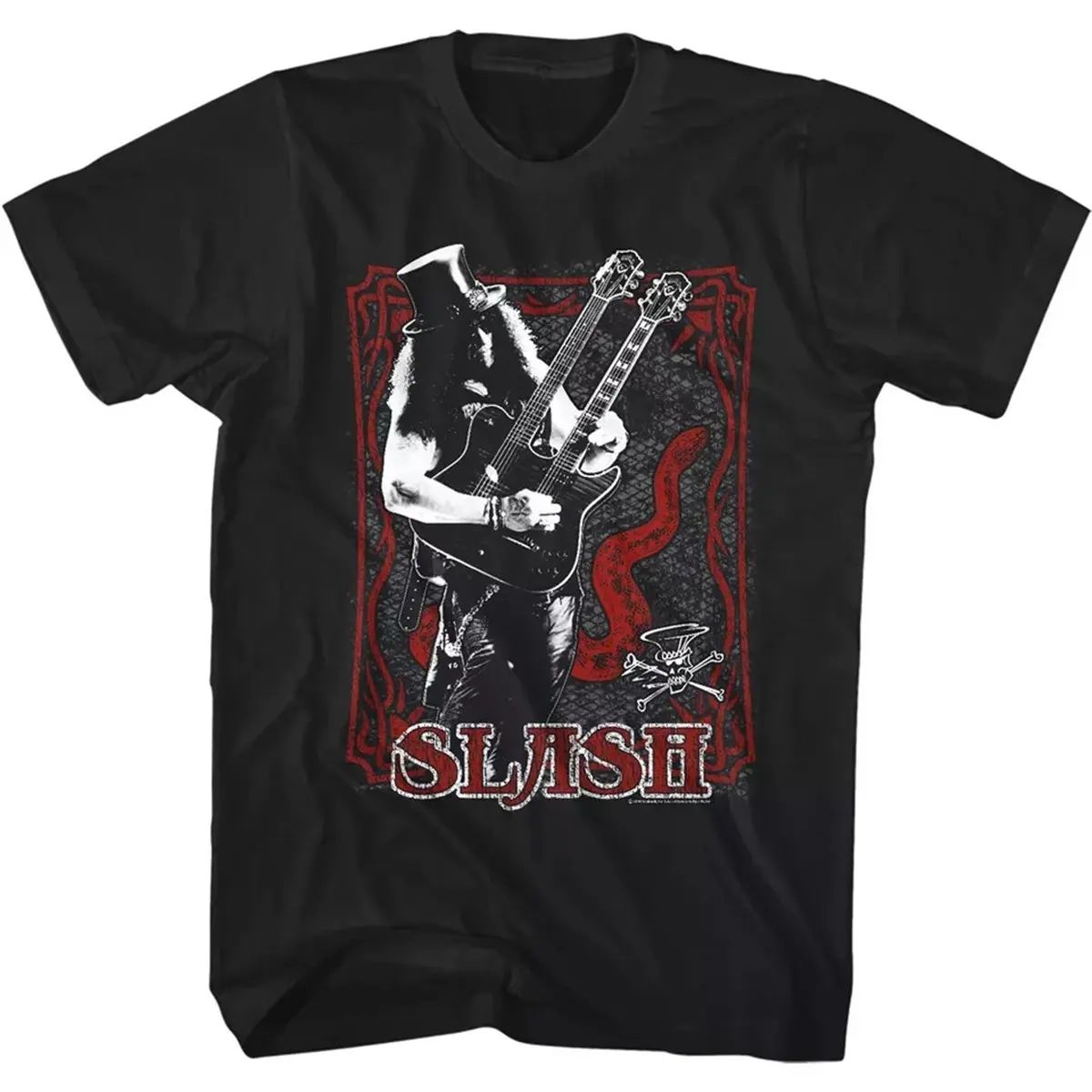 Slash Doubleneck Guitarist Signature T-Shirt Basic Cotton Collar