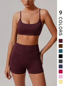 Women's Solid Color Fitness Sport Two-Piece Set, High Elastic Tank Top and High Waist Butt Lifting Shorts, Suitable for Gym and Outdoor Activities, Pilates Improver Suit, Gym Wear, Gymwear, Workout Sets Women