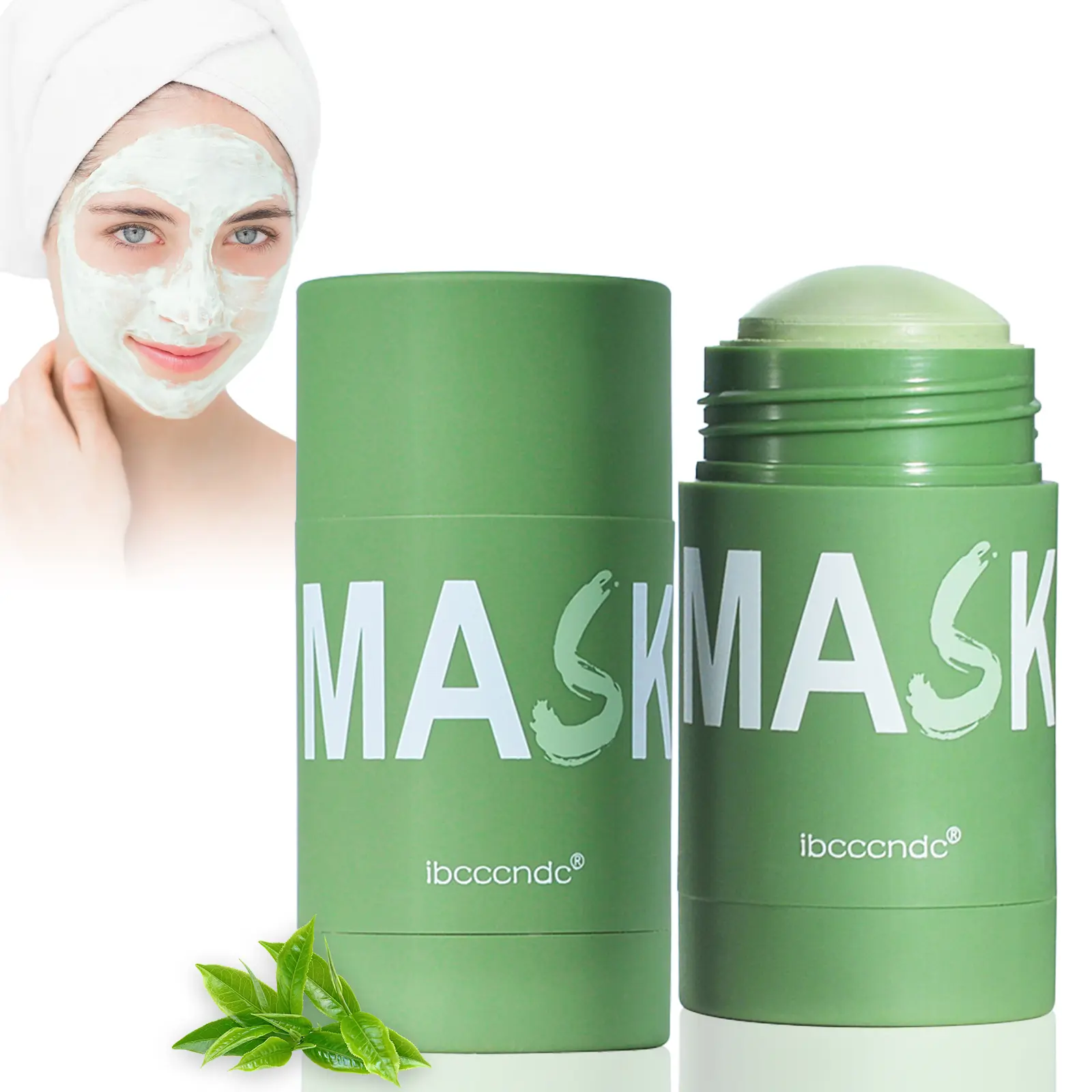 Green Tea Mask Stick, Green Tea Extract Skin Care, Facial Moisturizing Oil Controlling Mask Mud, Poreless Deep Cleanse Mask Purifying for Women and Men,wallflower blush2PCS