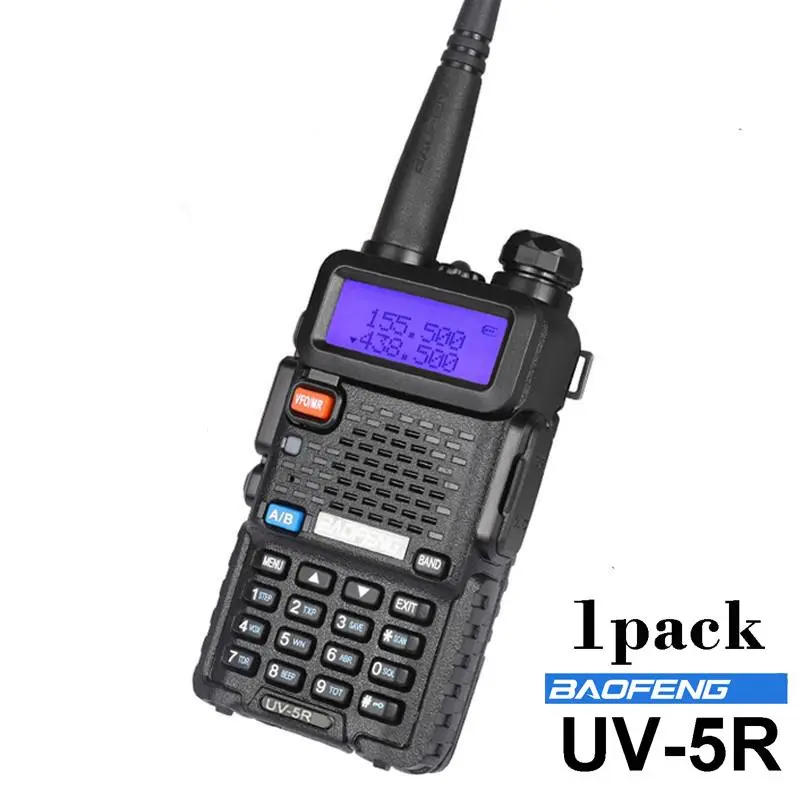 1PCS BAOFENG UV-5R Ham Radio Long Range UV5R Two Way Wireless Radio Dual Band Portable Walkie Talkie Handheld Rechargeable 1800mAh Li-ion Battery  for Hunting Survival Gear (Black)