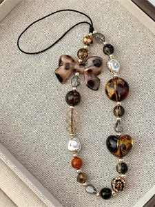 Leopard Print Amber Phone Chain Keychain Bag Strap, Stylish Accessory, Phone Accessories Charm, Durable and Trendy, Perfect Gift, Multi-Use Practical Item, Phone Charm, Cell Phone Charms