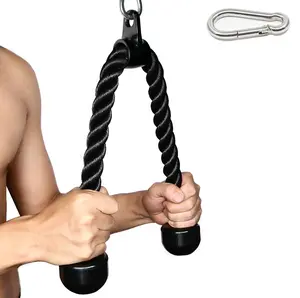 27 Inch Tricep Rope Cable Machine Attachment, Heavy Duty Coated Nylon Pulldown Rope with Solid Rubber Ends, Fitness Gym Accessory for Tricep Workouts